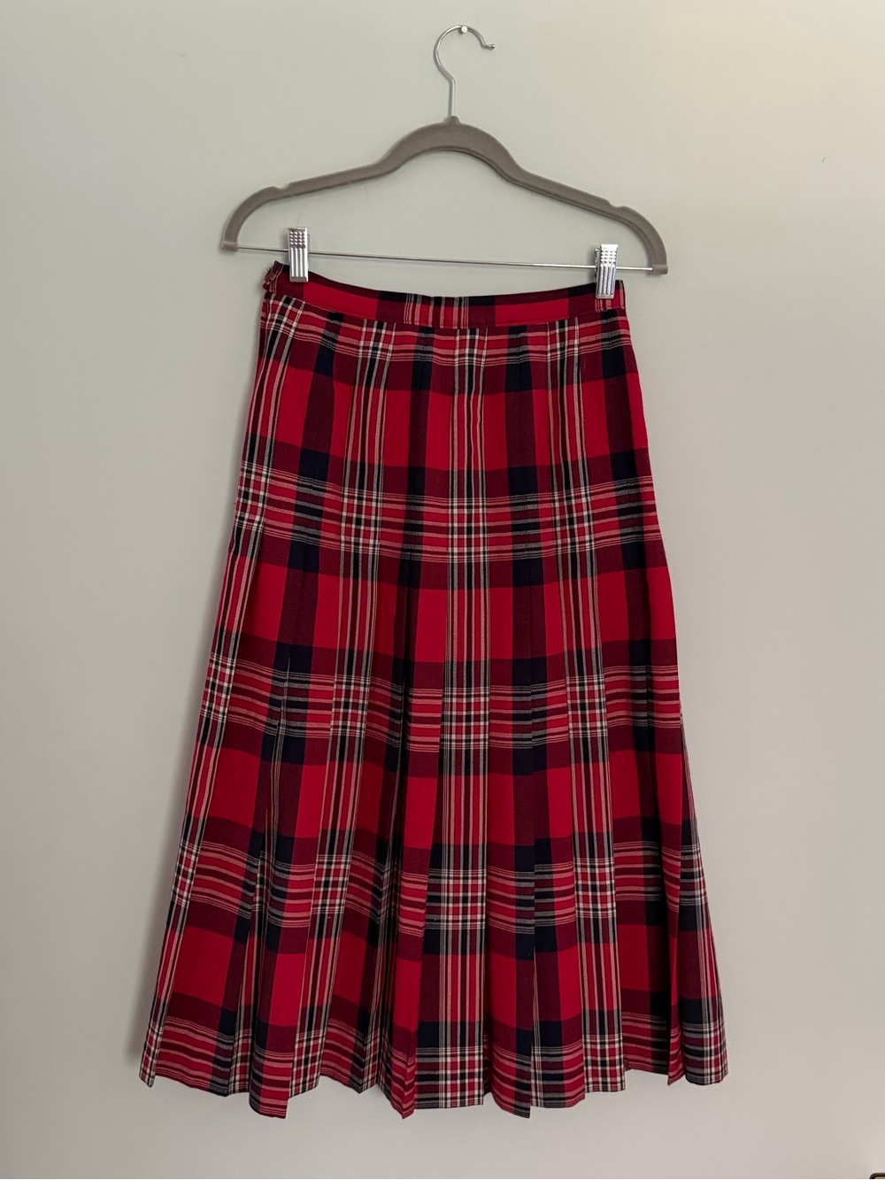 Pendleton Red Plaid Wool Midi Skirt Vintage - Picture 2 of 4